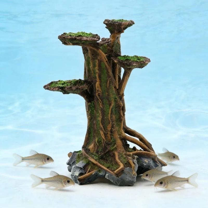 Planted Aquarium With Driftwood - 인조 이끼나무 유목 수족관 장식 레진