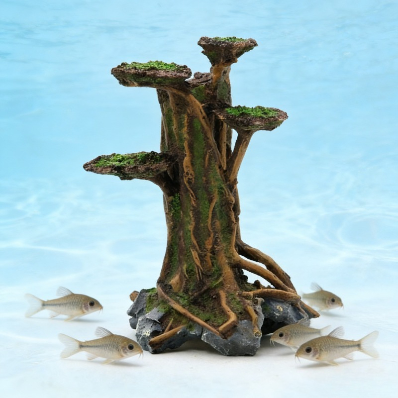 Planted Aquarium With Driftwood - 인조 이끼나무 유목 수족관 장식 레진