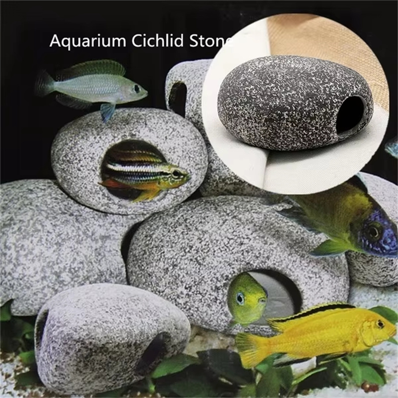 Aquarium Plant Ornament - 1/2개 수족관 시클리드 스톤 세라믹 암석