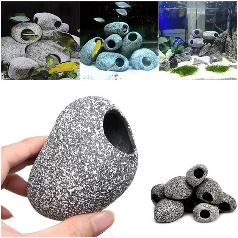 1/2개 수족관 시클리드 스톤 세라믹 암석 동굴 수조  - Aquarium Plant Ornament 리뷰 및 가격