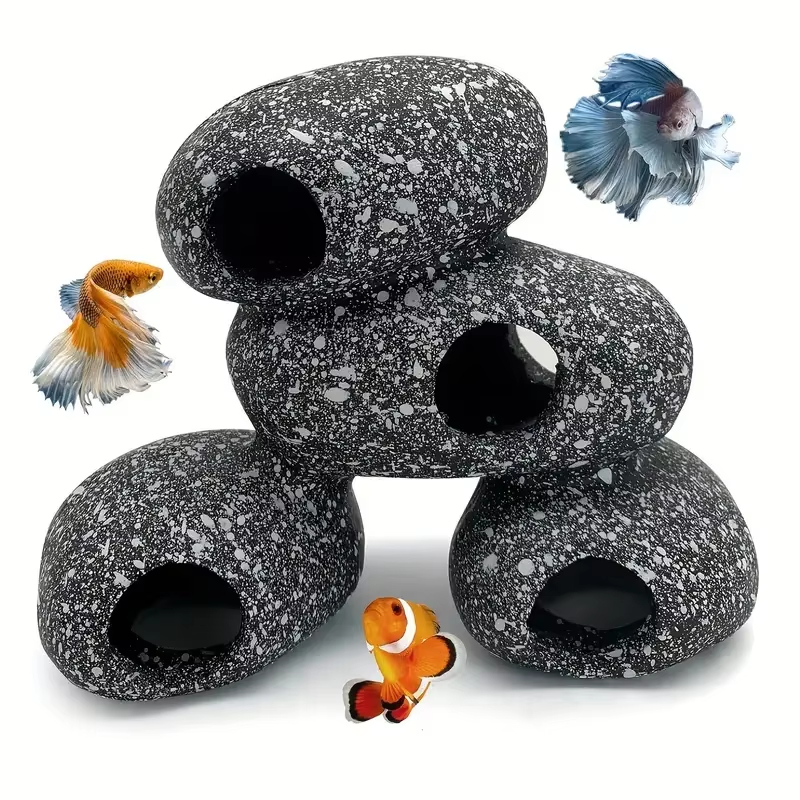 1/2개 수족관 시클리드 스톤 세라믹 암석 동굴 수조  - Aquarium Plant Ornament 리뷰 및 가격